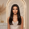Natural Color Straight Layered Glueless Lace Front Wigs