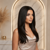 Natural Color Straight Layered Glueless Lace Front Wigs
