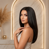 Natural Color Straight Layered Glueless Lace Front Wigs