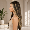 Natural Color Wavy Glueless Lace Front Wigs
