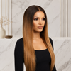 Perruques Lace Front sans Colle de 20 Pouces en Cheveux Humains Vierges Indiens, Couleur Ombrée