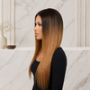 Perruques Lace Front sans Colle de 20 Pouces en Cheveux Humains Vierges Indiens, Couleur Ombrée