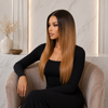 Perruques Lace Front sans Colle de 20 Pouces en Cheveux Humains Vierges Indiens, Couleur Ombrée