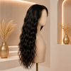 Natural Color Wavy 24 Inch Indian Hair Lace Front Wigs