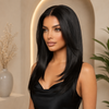 Virgin Human Hair Natural Color 16 Inch Lace Front Wigs