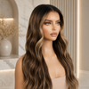 Natural Color Wavy Glueless Lace Front Wigs 18 Inch