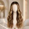 Natural Color Wavy Glueless Lace Front Wigs 18 Inch