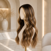 Natural Color Wavy Glueless Lace Front Wigs 18 Inch