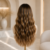 Natural Color Wavy Glueless Lace Front Wigs 18 Inch