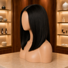 Peluca delantera de encaje sin pegamento estilo Bob de celebridad, con línea de cabello pre-arrancada