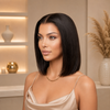 Short Bob Wigs Natural Color Glueless Lace Front
