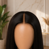 Perruques sans colle brésiliennes en cheveux vierges lisses et soyeux de 22 pouces avec dentelle frontale