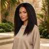 Kinky Straight Natural Color 150% Glueless Lace Front