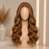 Pelucas de 18 pulgadas con línea de cabello natural, color castaño