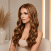 Pelucas de 18 pulgadas con línea de cabello natural, color castaño