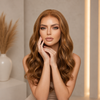 Pelucas de 18 pulgadas con línea de cabello natural, color castaño