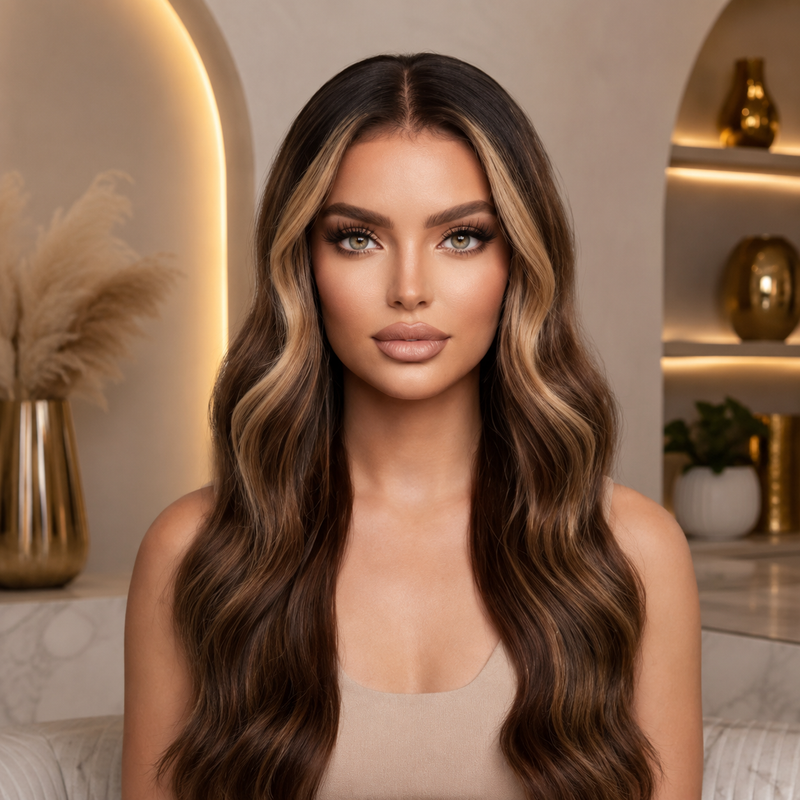 18 Inch Wavy Glueless Lace Front Wigs Brazilian Virgin Hair