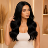 Black Human Hair Gluless Wigs Bleached-knots and Pre-plucked Hairline