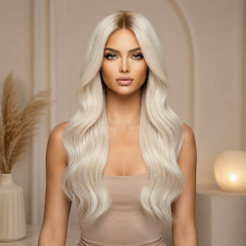 S6 Platinum Blonde Luxury Human Hair Gluless Lace Front Wigs