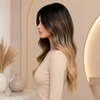 Blonde wig with dark roots Human Hair Gluless Wigs