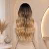Blonde wig with dark roots Human Hair Gluless Wigs