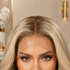 Blonde Balayage Luxury Human Hair Gluless Wigs Ready to Wear