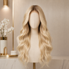 Blonde Balayage Luxury Human Hair Gluless Wigs Ready to Wear