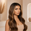 Frame Highlight Brown Color Ready to Wear Glueless Wigs