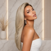 Rooted Blonde Balayage Gluless Wigs Pre-plucked