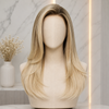 Rooted Blonde Balayage Gluless Wigs Pre-plucked