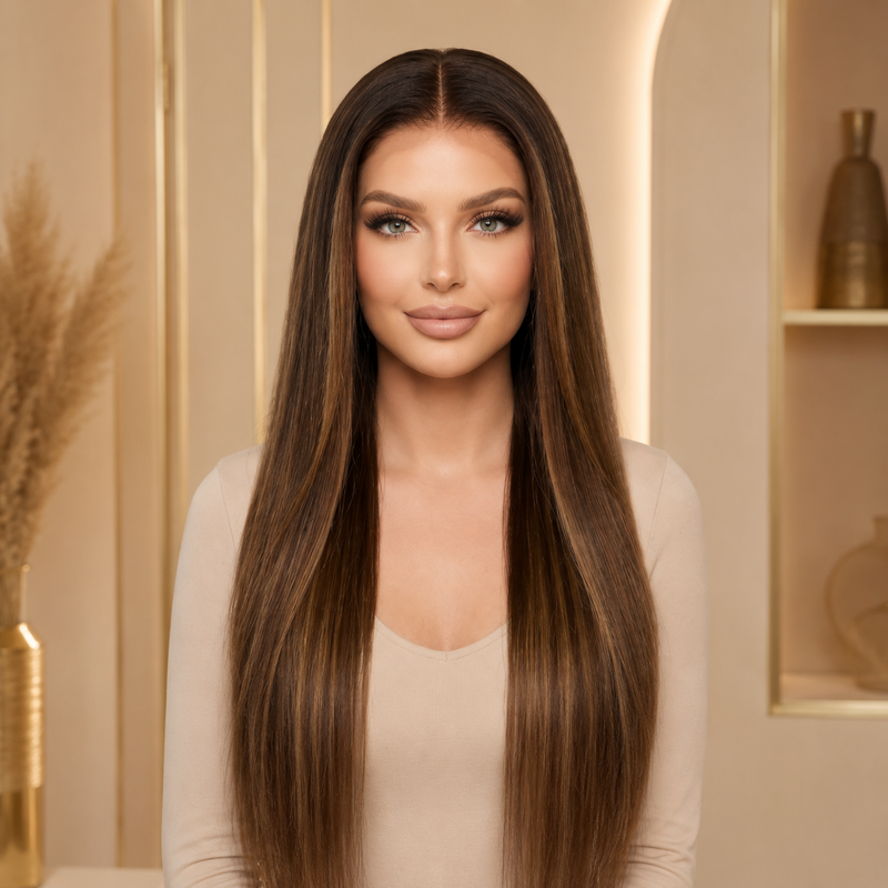 18 Inch Balayage Glueless Wigs Brazilian virgin Hair
