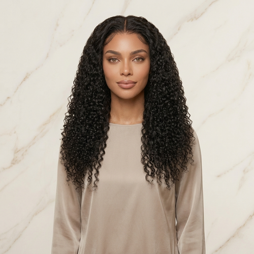 Pelucas de cabello virgen indio con ondas profundas de color natural